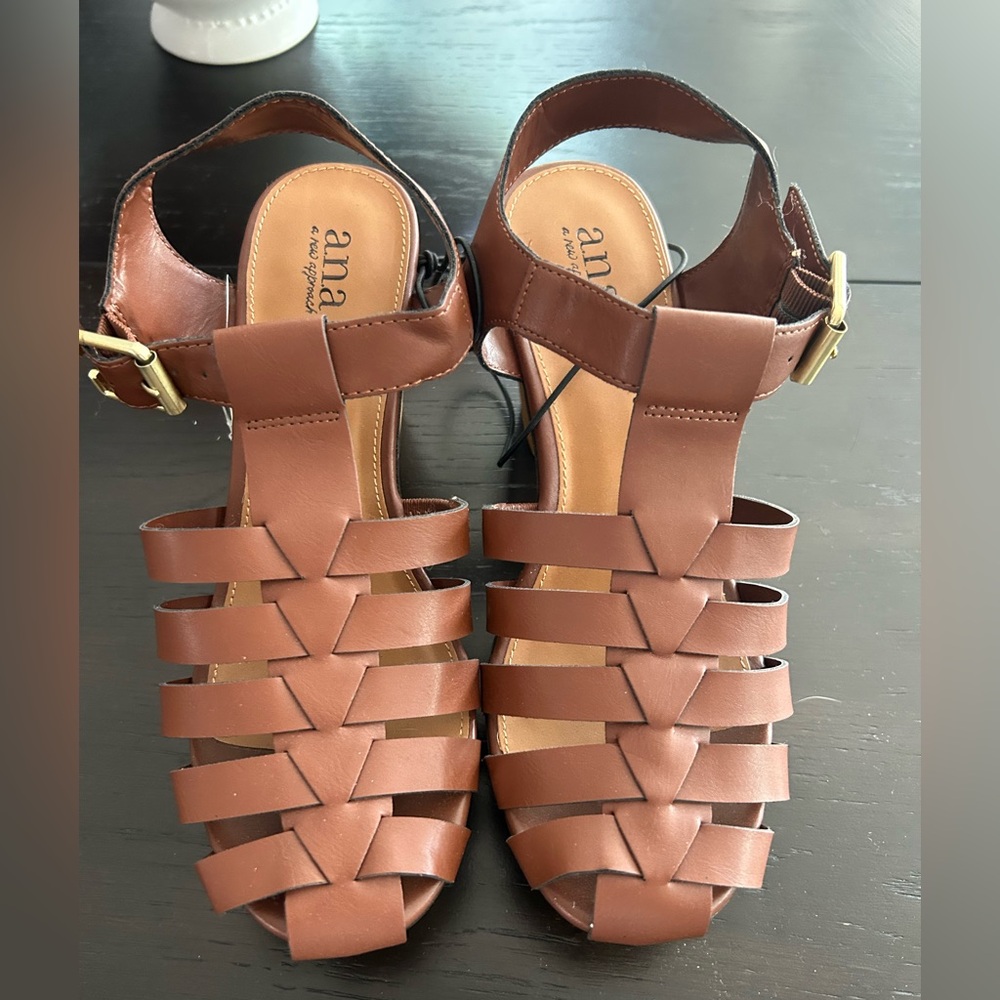a.n.a Tan Woven Sandals NWT